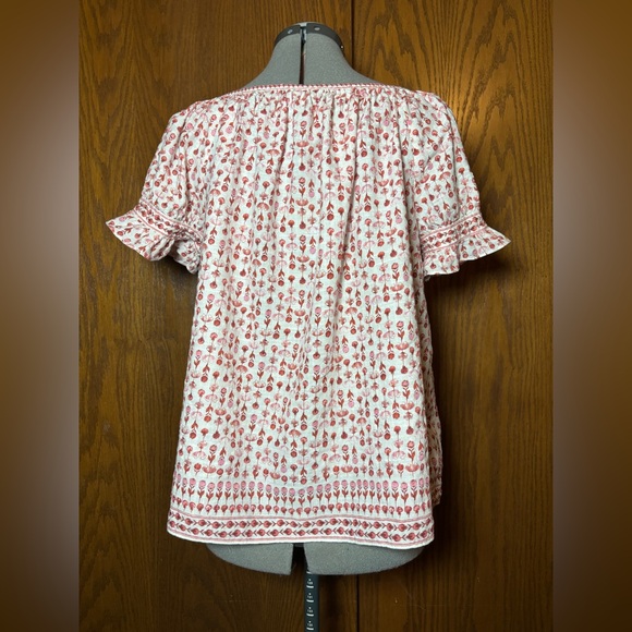 Max Studio Floral Women's Blouse in Red and White - medium. - Picture 5 of 8